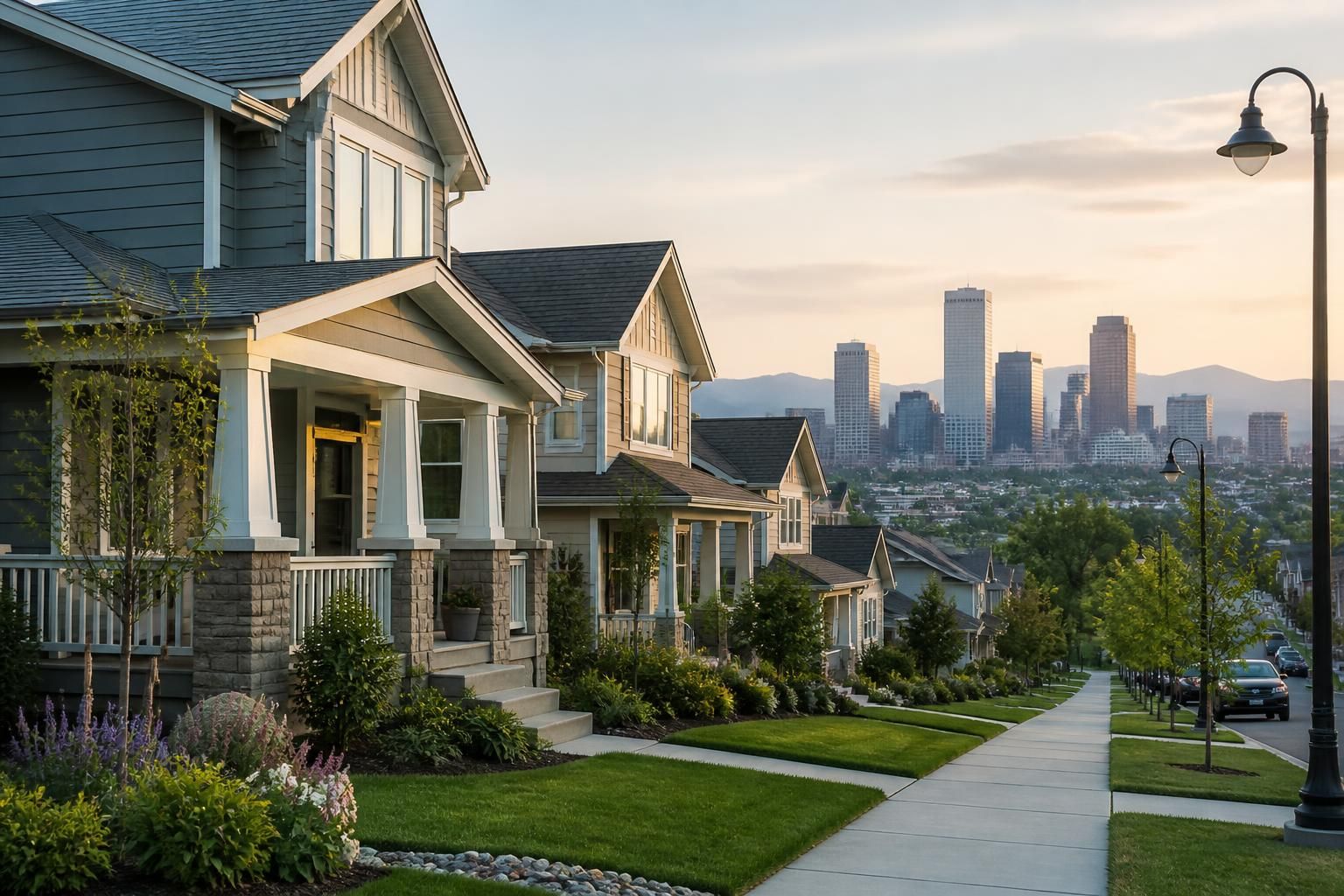Columbia suburban homes with green lawns and bright daylight