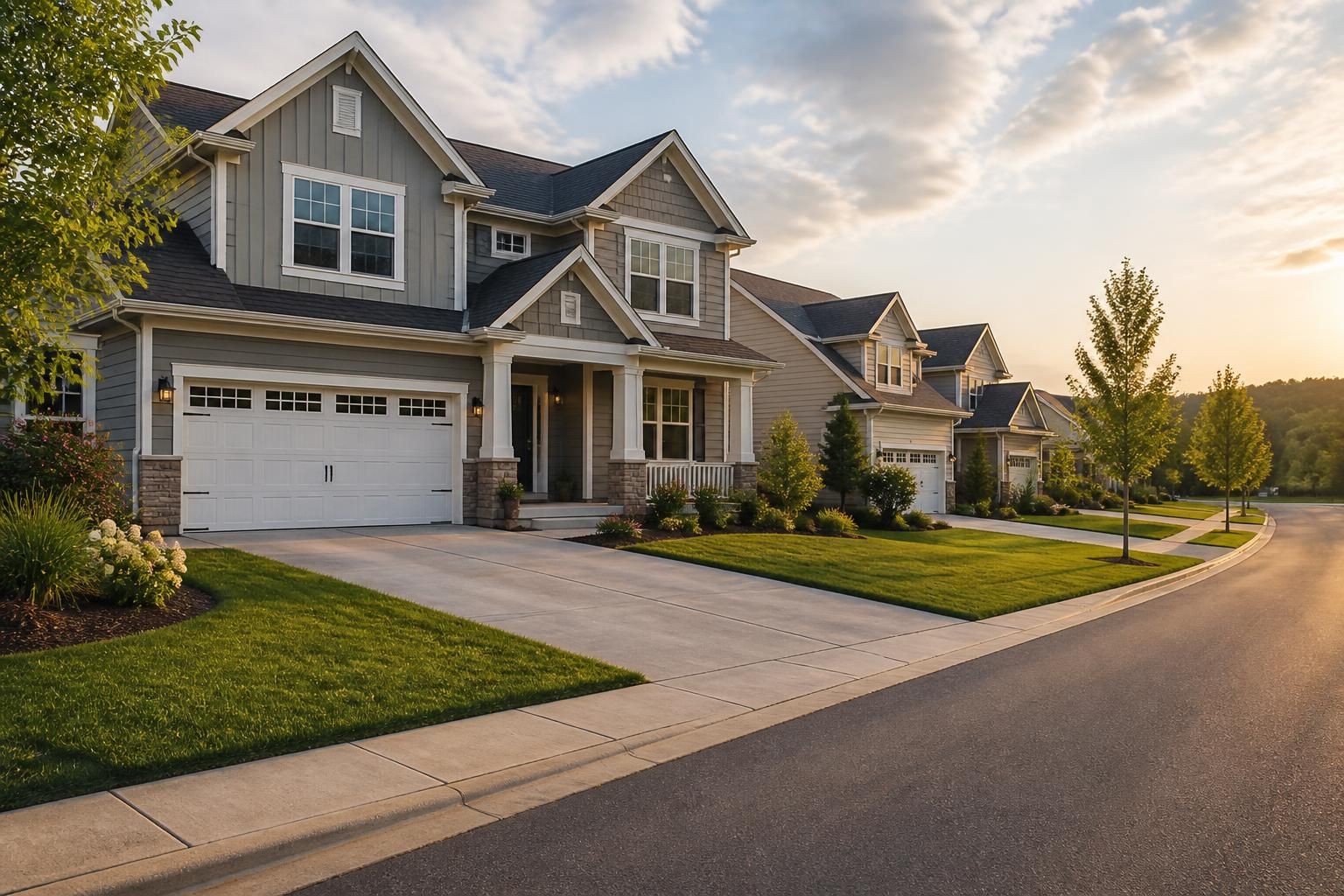 Lexington suburban homes with tidy driveways and lawns