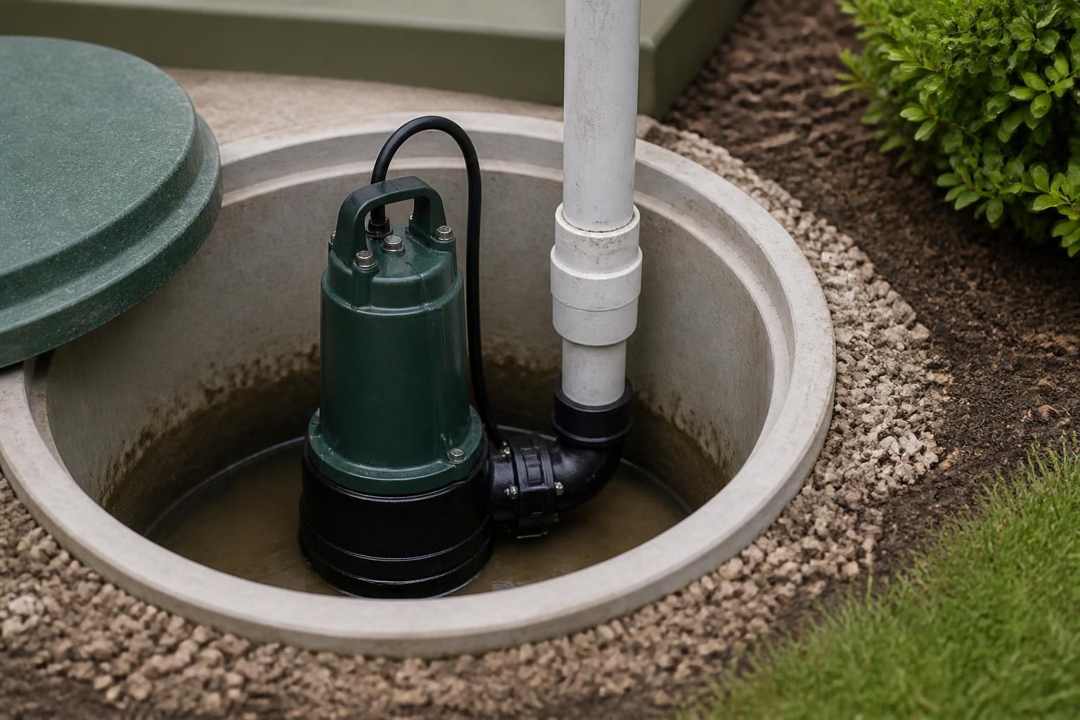 Cleanly installed septic pump component in a service setting