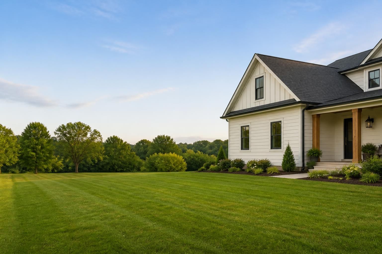 Clean home exterior with open space for call-to-action text